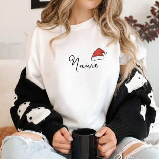T-shirt Custom Monogram with Santa Hat for Christmas