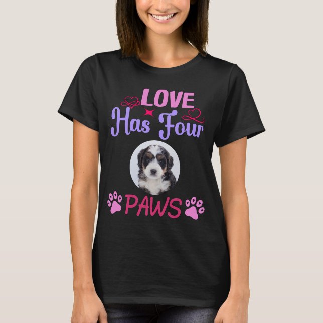 T-shirt Custom Photo Love has Four Paws Valentine's Day (Devant)