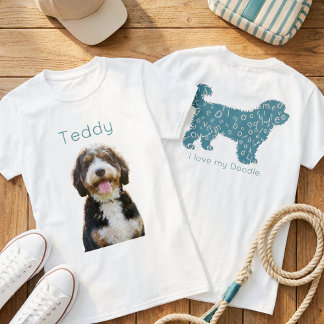 T-shirt Custom Photo Pet Name Doodle Mom Teal Aesthetic