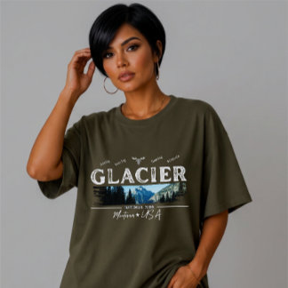 T-shirt Custom Vintage Brushstroke Glacier National Park