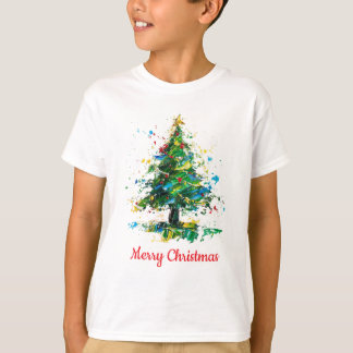 T-shirt Customisable Christmas Tree Oil Painting Child's