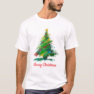 T-shirt Customisable Xmas Tree Oil Painting Art Style