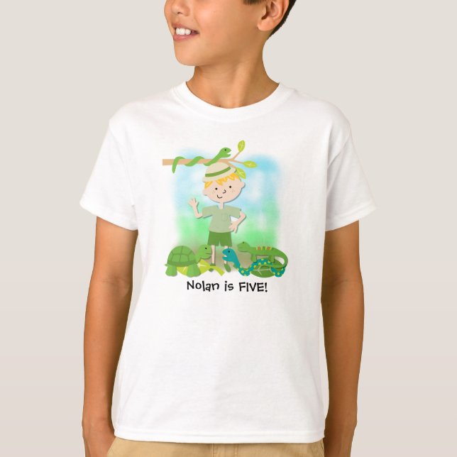 T-shirt customisé par anniversaire blond de safari (Devant)