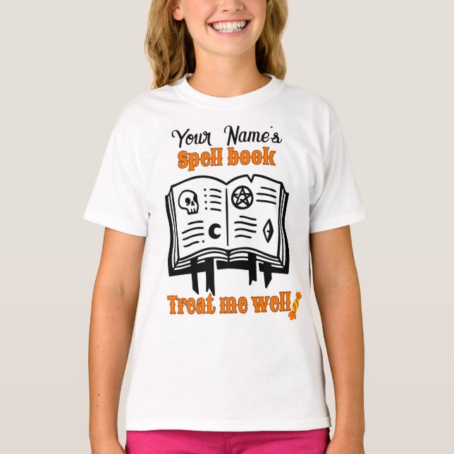 T-shirt customisé Spell book, me traiter bien drôle Hallow (Devant)