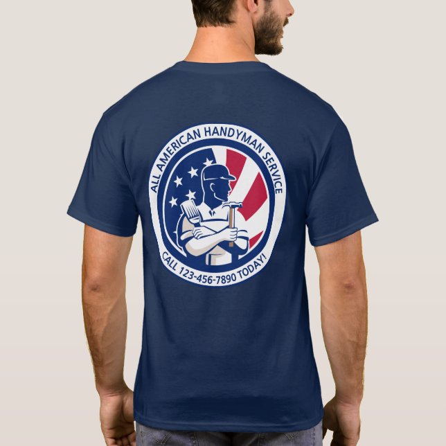 T-shirt Customiser Publicité de Handyman Patriotique Améri (Dos)