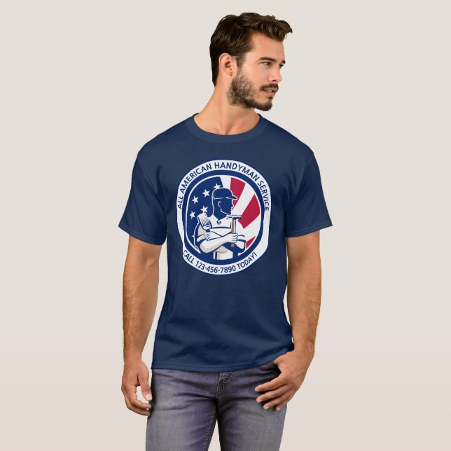 T-shirt Customiser Publicité de Handyman Patriotique Améri (Devant entier)