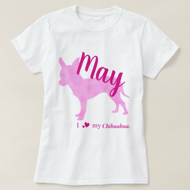 T-shirt Customizable Chihuahua Pink Silhouette Tee チワワT (Design devant)