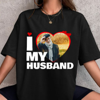T-shirt customized I Love My Husband Heart Photo custom 