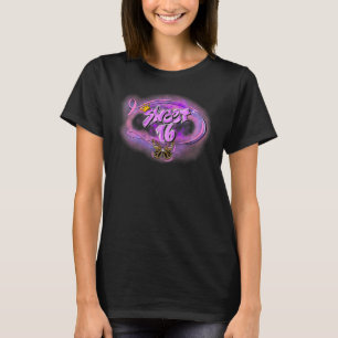 T-shirt Cute16e Anniversaire Couronne aérographe Retro