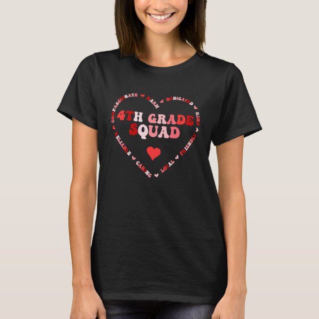 T-shirt Cute 4th Grade Squad Valentines Day Heart (Devant)