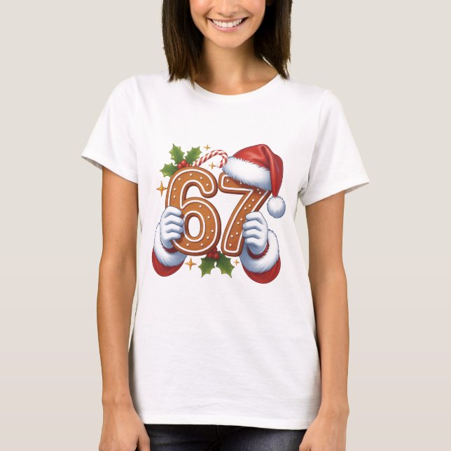 T-shirt Cute 67th Birthday Gingerbread Man Christmas Gift, (Devant)
