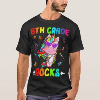 T-shirt Cute 6e Grade Rocks Unicorn Bienvenue Retour À Sch