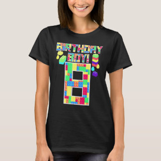 T-shirt Cute 8th Birthday 8 Years Old Block Building Boys