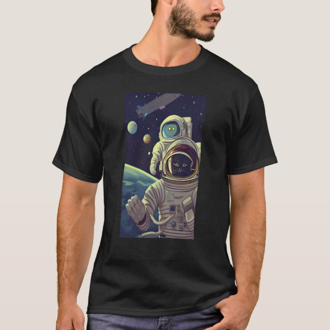 T-shirt Cute Abstract Cats in Space (Devant)