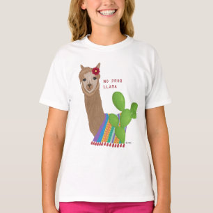 T-shirt Cute Adorable Llama No Prob Llama Floral Pérou