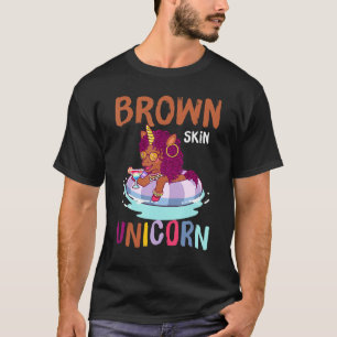 T-shirt Cute Afro cheveux naturels Brown peau Unicorn Bhm