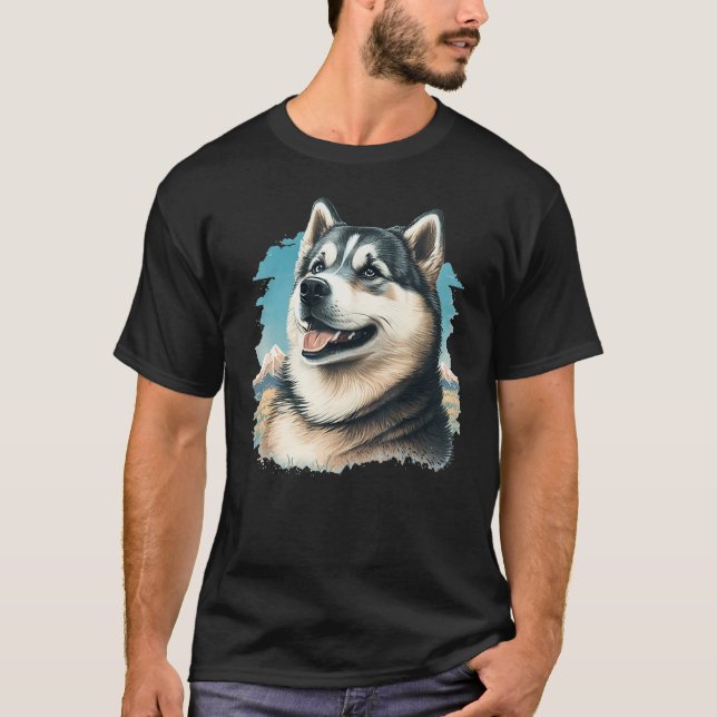 T-shirt Cute Alaskan Malamute Dog on Alaskan Malamute  2 (Devant)