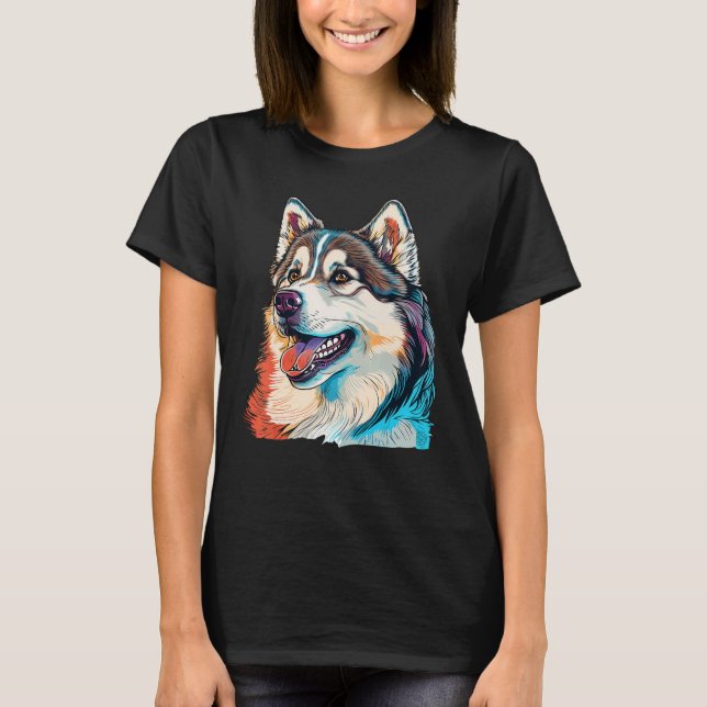 T-shirt Cute Alaskan Malamute Dog on Alaskan Malamute  3 (Devant)