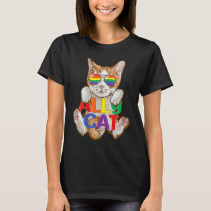T-shirt Cute Ally Chat LGBT Gay Rainbow Pride Drapeau Kitt