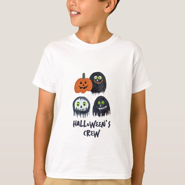 T-shirt Cute Amusement Éffrayant Halloween Black Monster C (Devant)
