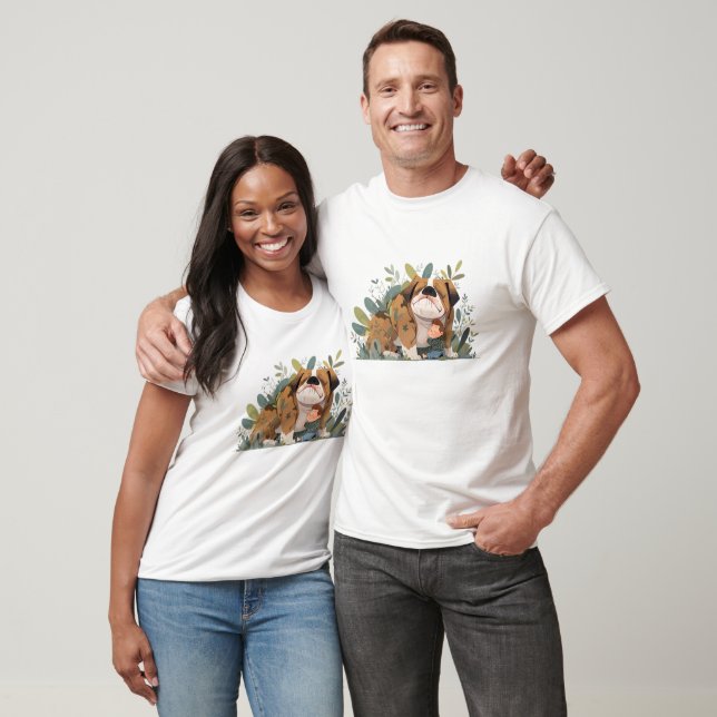 T-shirt Cute Anglais Bulldog Loddle Embrace Kids (Unisexe)