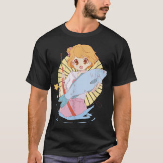 T-shirt Cute Anime Girl Fishing