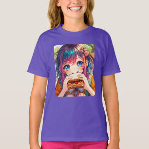 T-shirt Cute Anime Girl mangeant un beurre d'arachide et g