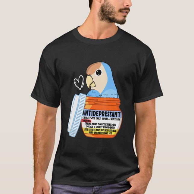 T-shirt Cute Antidepressant Parrot I Peach faced Blue Love (Devant)