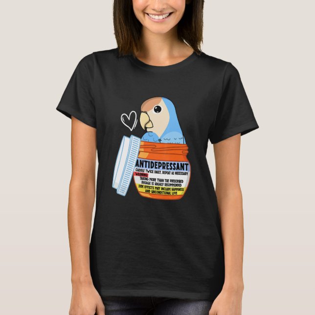 T-shirt Cute Antidepressant Parrot I Peach faced Blue Love (Devant)