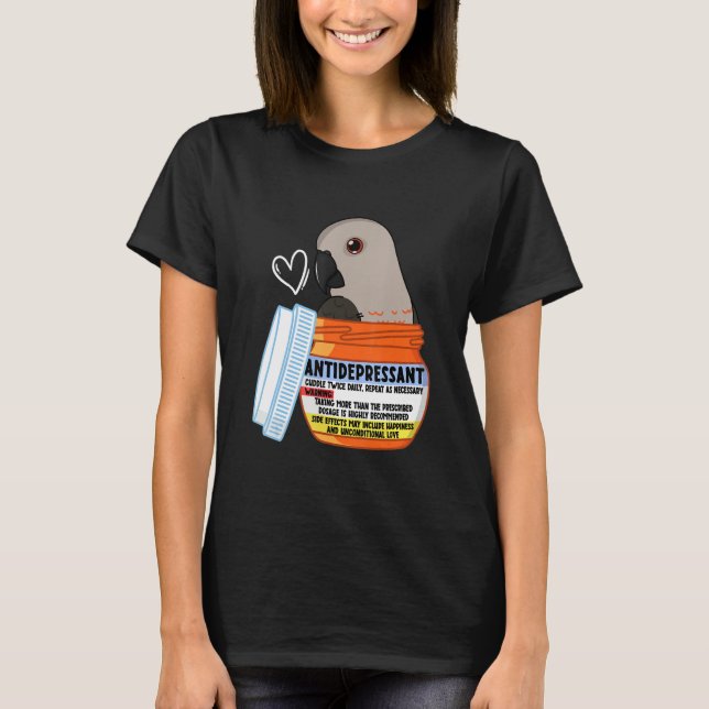 T-shirt Cute Antidepressant Parrot I Red bellied Parrot (Devant)