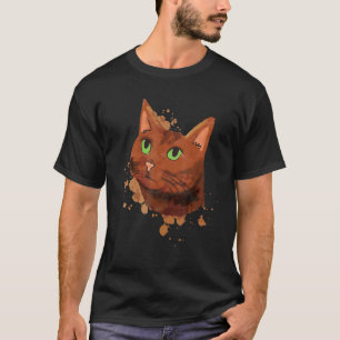 T-shirt Cute Aquarelle Chat Pour Chat Brown Coloré Pop Sty