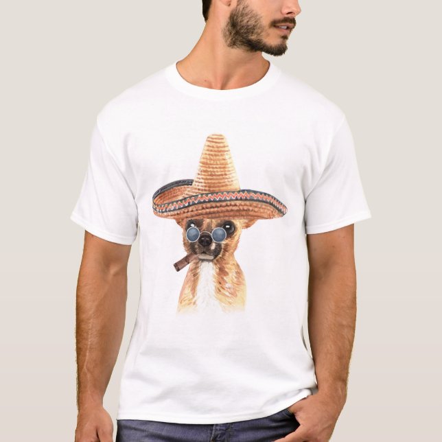 T-shirt Cute aquarelle Chihuahua mexicain (Devant)