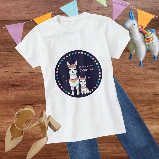 T-shirt Cute aquarelle Llama Mama Baby shower mexicain (Créateur téléchargé)