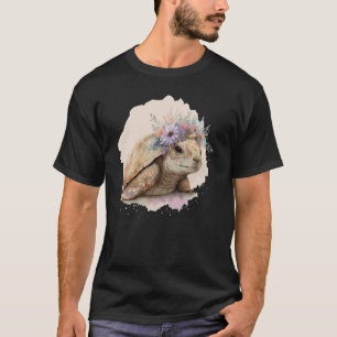 T-shirt Cute Aquarelle Tortue Tortue Fleur Couronne Anima