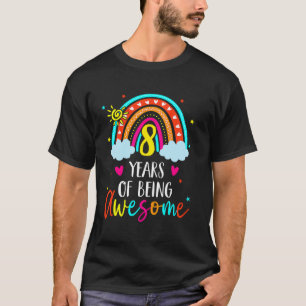 T-shirt Cute Arc-en-ciel 8e anniversaire 8 ans Filles Garç