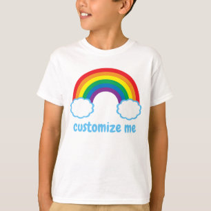 T-shirt Cute arc-en-ciel bleu nuages Monogram Cool