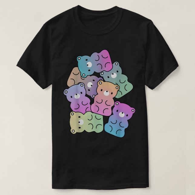 T-shirt Cute Arc-en-ciel Gummy Oear Design Kawaii Aesthéti (Design devant)