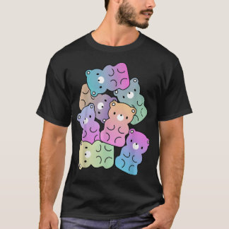 T-shirt Cute Arc-en-ciel Gummy Oear Design Kawaii Aesthéti