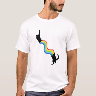 T-shirt Cute arc-en-ciel rétro Amoureux des chats coloré K