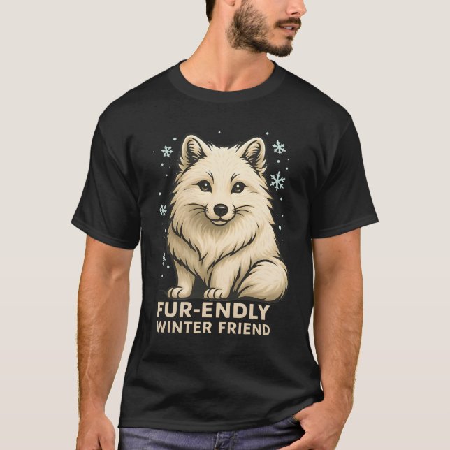 T-shirt Cute Arctic Fox – “Fur-endly Winter Friend” (Devant)