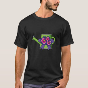 T-shirt Cute arrosage canne avec Bouquet de fleurs