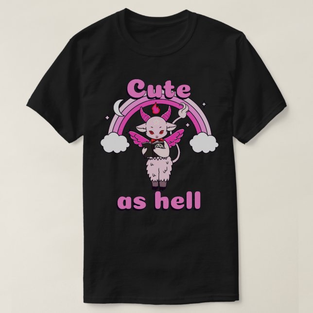 T-shirt Cute As Hell Kawaii Baphomet Pastel Goth Emo Pun (Design devant)