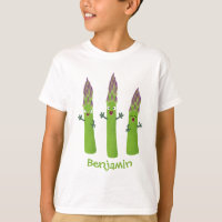 Cute asperges chantant un trio végétal dessin anim