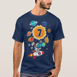 T-shirt Cute Astronaut 7e anniversaire 7 ans Anniversaire 