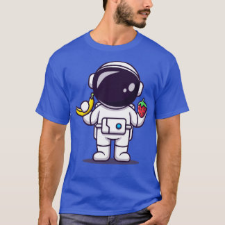 T-shirt Cute Astronaut Tenant Banane Et Carto Aux Fraises