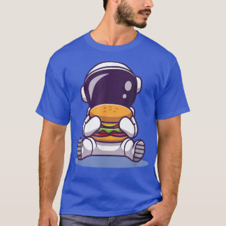 T-shirt Cute astronaute Manger Burger Cartoon Space Food T