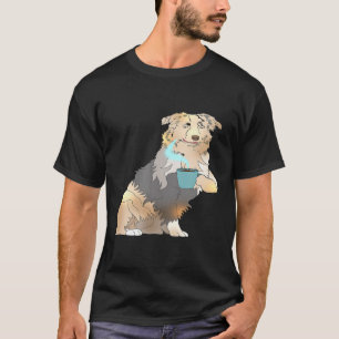 T-shirt Cute Australian Shepherd Chien Coffee Animal Graph
