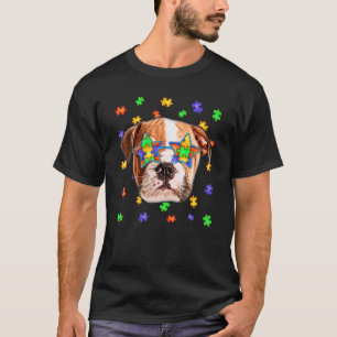 T-shirt Cute Autism Anglais Buldog Puzzle Lunettes de sole