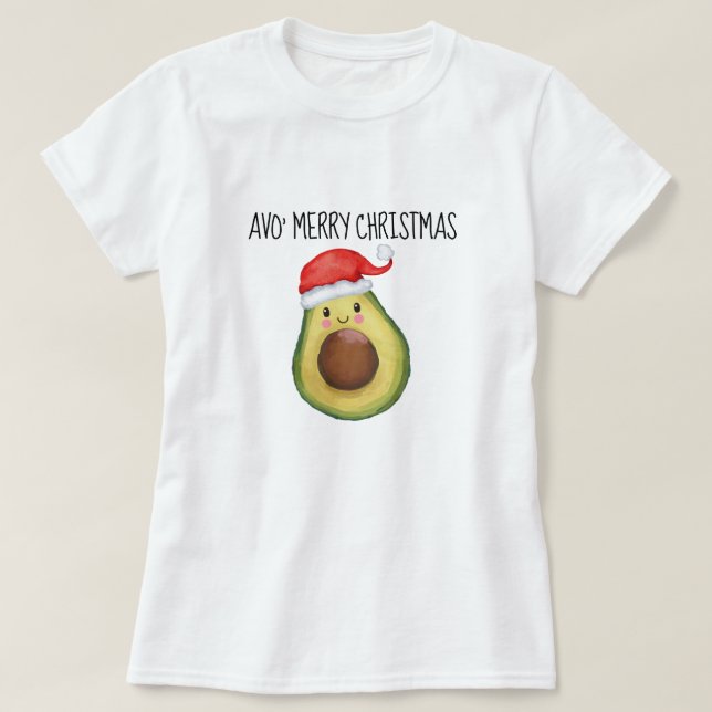 T-shirt Cute Avocado Père Noël Avo Joyeux Noël (Design devant)