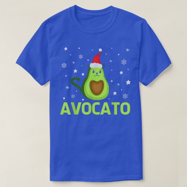 T-shirt Cute Avogato Noël Avocado Chat Noël Père Noël (Design devant)